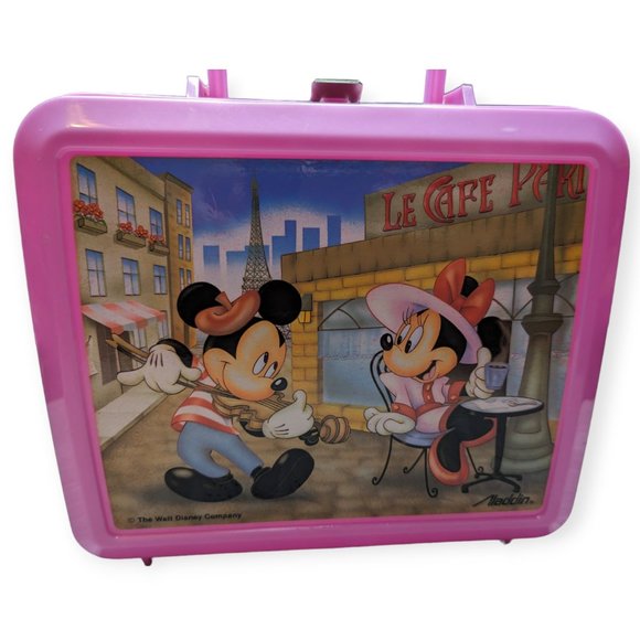 Vintage Mickey & Minnie Mouse Le Cafe Aladdin Plastic Lunchbox - Picture 7 of 11
